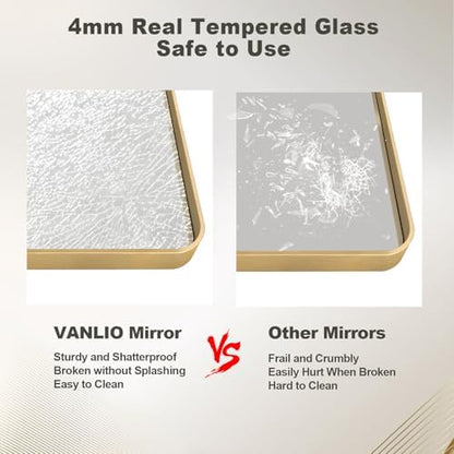 30x36 Gold Framed Bathroom Mirror for Wall