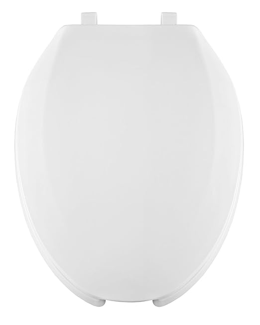 Centoco Elongated Toilet Seat, Lock In Place, Fast-N-Lock Mounting, Open Front With Cover, Commercial, Plastic, Made in the USA, 820STSFE-001, White