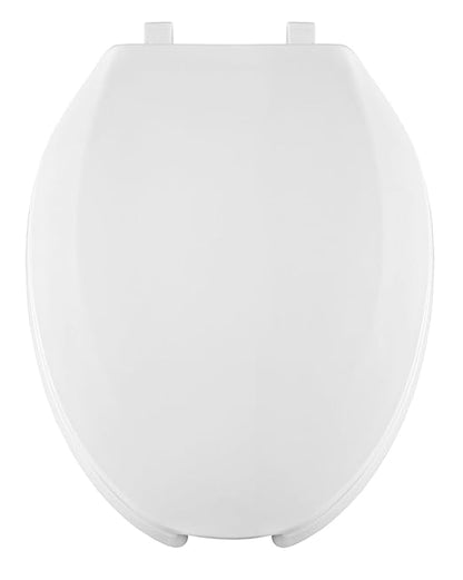 Centoco Elongated Toilet Seat, Lock In Place, Fast-N-Lock Mounting, Open Front With Cover, Commercial, Plastic, Made in the USA, 820STSFE-001, White