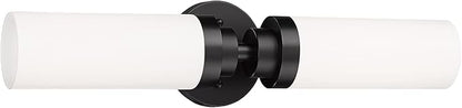 Emak 2 Light Black Vanity Lights for Bathroom, 22 Inch Bathroom Light Fixtures Modern Wall Sconces with Milk Glass Shade for Bathroom, Bedroom, Hallway, VL085-BK-ML-2