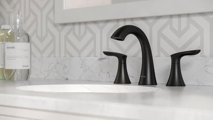 Pfister Weller Bathroom Sink Faucet, 8-Inch Widespread, 2-Handle, 3-Hole, Matte Black Finish, LG49WR0B