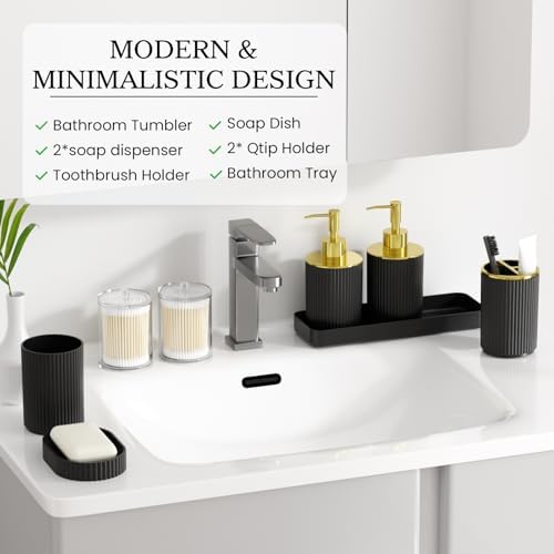 Black Gold Bathroom Accessories Set, 10PC Bathroom Set