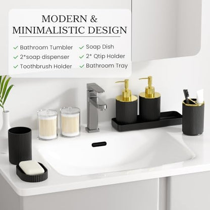 Black Gold Bathroom Accessories Set, 10PC Bathroom Set