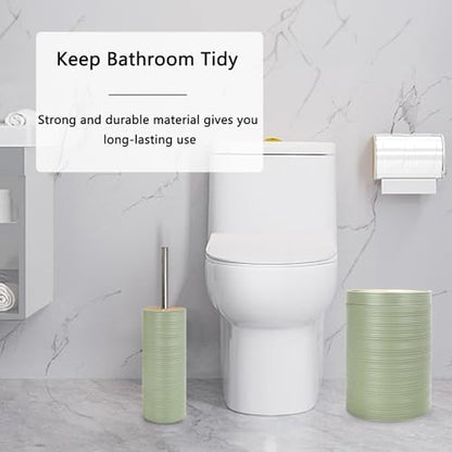 CERBIOR Bamboo Bathroom Accessories Set 6 Piece Spiral Bath Ensemble,Green