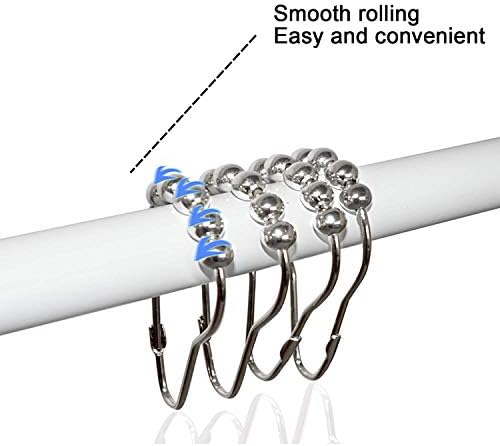 Shower Curtain Hooks Rings, Rustproof Metal Shower Curtain Rings for Bathroom Shower Rods Curtains - Set of 12, Nickel