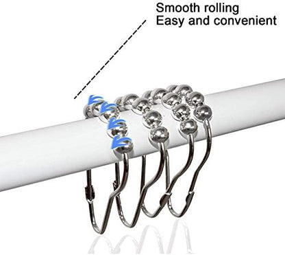 Shower Curtain Hooks Rings, Rustproof Metal Shower Curtain Rings for Bathroom Shower Rods Curtains - Set of 12, Nickel