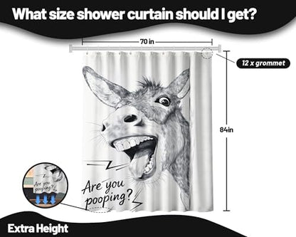 Extra Tall Shower Curtain XL Funny Donkey, 70 x 84 Inchs