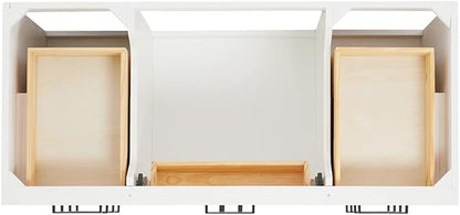 ARIEL Hepburn 48-inch Bathroom Vanity Base Cabinet,Solid Wood, 2 Soft Closing Doors, 9 Dovetail Drawers, White