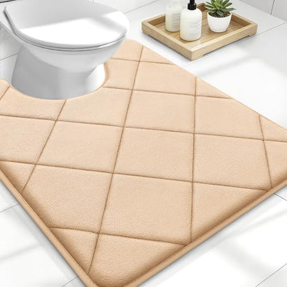 OLANLY Memory Foam Toilet Rugs U-Shaped 24x20, Ultra Soft and Absorbent