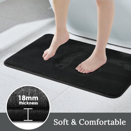 HUXMEYSON 3-Piece Memory Foam Bathroom Rug Set, Black