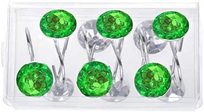 12 Pcs Bling Rhinestones Shower Curtain Hooks Bathroom Rolling Hooks