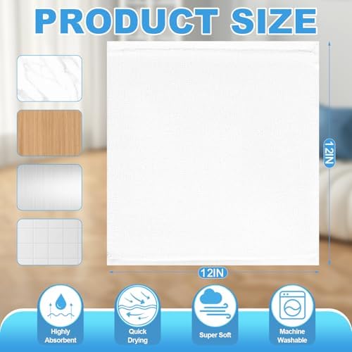 Washcloths Set, 24-Pack Cotton Wash Cloths, 12x12 Inch, White