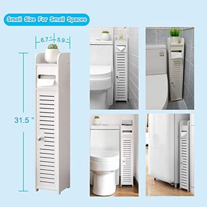 AOJEZOR Small Bathroom Storage Cabinet: No Drill Ultra-Narrow for Renters