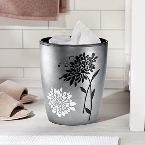 Zahari Home 2pc Erica Bathroom Decor Set Waste Basket for Bathroom & Tissue Cover Modern Classic Decor Stylish Unique Design Beautiful Grey Bathroom Accessories Set