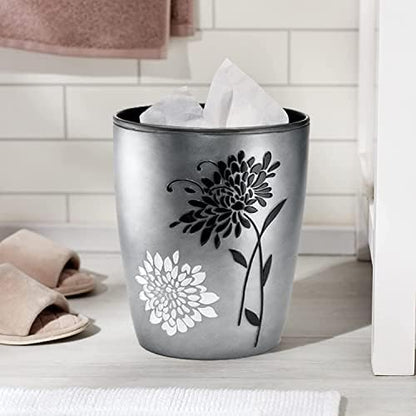 Zahari Home 2pc Erica Bathroom Decor Set Waste Basket for Bathroom & Tissue Cover Modern Classic Decor Stylish Unique Design Beautiful Grey Bathroom Accessories Set