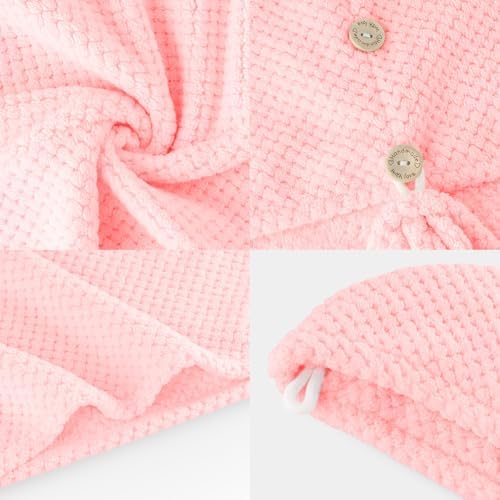 MaopaoBeauty Microfiber Hair Towel, 2 Packs Hair Turbans for Wet Hair, Drying Hair Wrap Towels for Curly Hair Women, Large Hair Towel for All Hair Style, Pink