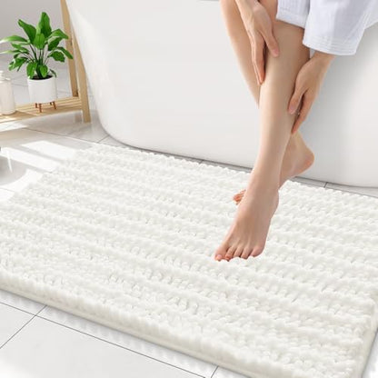 Smiry Bathroom Rugs 34X21, Extra Soft Rubber Backing Chenille Bath Mats