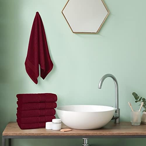 Belizzi Home Ultra Soft 6-Piece Hand Towel Set 16x28-100% Ringspun Cotton - Durable & Highly Absorbent Hand Towels - Ideal for use in Bathroom, Kitchen, Gym, Spa & General Cleaning - Burgundy
