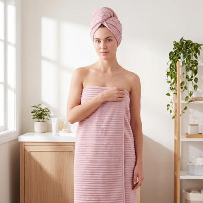 REDKISS Pink Microfiber Bath Towels Set 6 Piece - 70x35 Inches Oversized Bathroom Towels of 6 Large,Highly Absorbent Soft Shower Towels for Hotel, Gym 2 Bath Sheet 2 Hand Towel 2 Washcloths