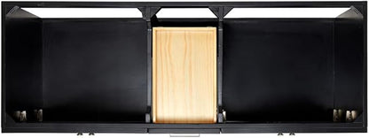 ARIEL Hamlet 60-inch Bathroom Vanity with Sink,Solid Wood, 1.5-inch Italian Carrara Marble Countertop, Double Rectangular Porcelain Sink, 4 Soft Closing Doors, 3 Dovetail Drawers, Black