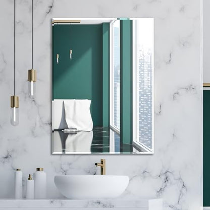 Frameless Mirror for Wall, 32" x 24" Bathroom Mirror for Over Sink