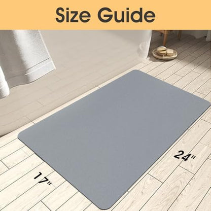 ACCUMTEK Non Slip Bath Mat, Thin Bathroom Rugs Fit Under Door, Quick Dry Bath Mats, Machine Washable Bath Rugs for Bathroom, Bathtub & Kitchen, Bathtub & Kitchen, Grey/Solid/24 x17