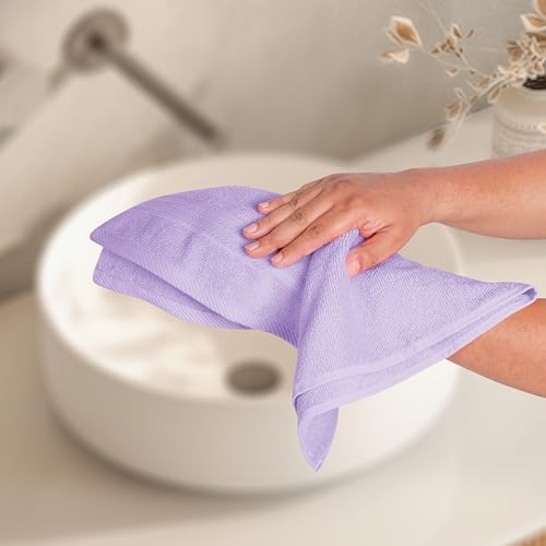 BOUTIQUO Ultra Soft 6-Piece Hand Towel Set 16x28-100% Ringspun Cotton - Durable & Highly Absorbent Hand Towels - Ideal for use in Bathroom, Kitchen, Gym, Spa & General Cleaning - Purple
