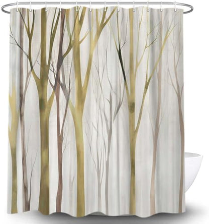 Birch Forest Abstract Shower Curtain Farmhouse Bathroom Decor 72X72 Inch