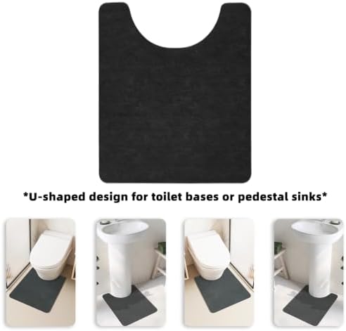 TYUU Thin Toilet Rug, Bathroom Rugs Non Slip, 20x24 U Shape Black