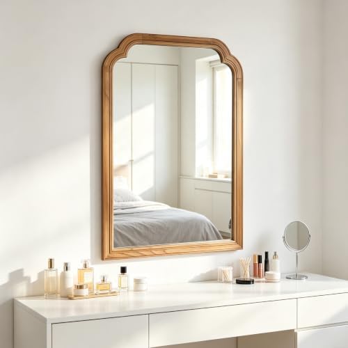 Wood Framed Bathroom Mirror for Wall 36"x24" Rustic Decorative Mirror