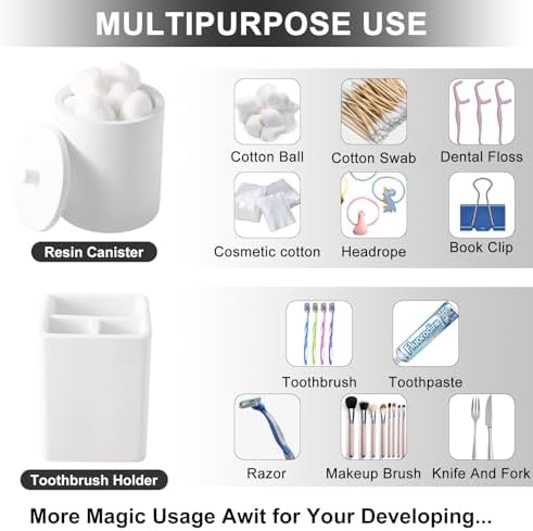 XLHOMO Resin White Bathroom Set, 6 Pcs Bath Decor and Accessories Sets