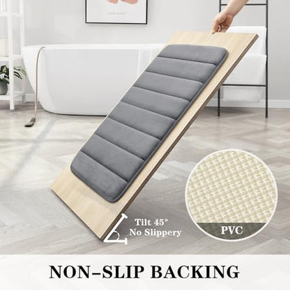BYSURE Dark Grey Memory Foam Bathroom Rug Set 3 Piece