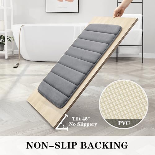 BYSURE Dark Grey Memory Foam Bath Mats Extra Long