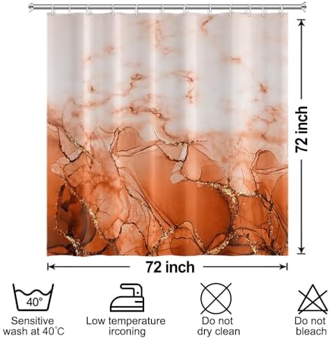 Burnt Orange Marble Waterproof Bathroom Shower Curtain 72x72inches