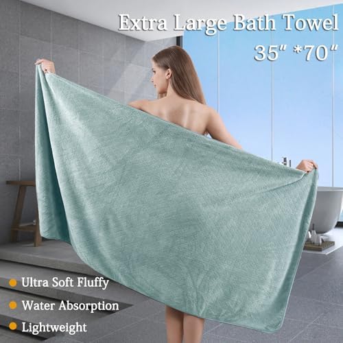 Ycosy 8-Piece Bath Towels Set,2 Oversized Bath Sheet,2 Hand Towels and 4 Washcloths - 600 GSM Soft Microfiber Highly Absorbent Quick Dry Shower Towel Collection for Bathroom Hotel and Spa,Mint Green