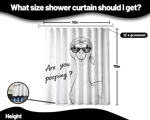 Extra Long 78 Inchs Shower Curtain Extra Tall Funny Duck XL Quirky Ducky Shower Curtains for Large Bathroom Decor Sets, Waterproof Cloth Fabric with Hooks, 70 x 78 Inch