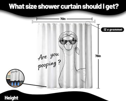 Extra Long 78 Inchs Shower Curtain Extra Tall Funny Duck XL Quirky Ducky Shower Curtains for Large Bathroom Decor Sets, Waterproof Cloth Fabric with Hooks, 70 x 78 Inch