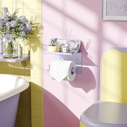 Toilet Paper Holder with Shelf Wall Mounted Toilet Paper Roll Dispenser