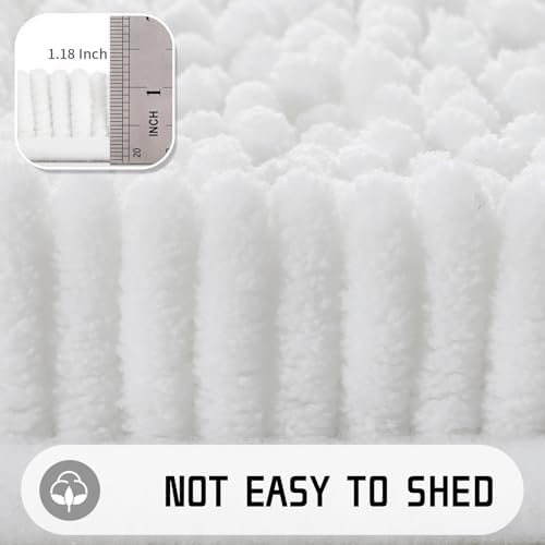 Yimobra Long Bathroom Rugs 47"x24", Extra Soft Non Slip Bath Mat for Tub, Super Absorbent Quick Dry Shaggy Rug Floor Carpet, Machine Washable,White