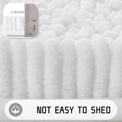 Yimobra Long Bathroom Rugs 47"x24", Extra Soft Non Slip Bath Mat for Tub, Super Absorbent Quick Dry Shaggy Rug Floor Carpet, Machine Washable,White
