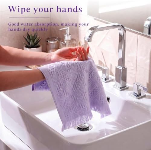 HunnmingRe 4 Pack Boho Hand Towel for Kitchen, Light Purple