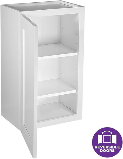 Design House Brookings Shaker Unassembled Wall Kitchen Cabinet W1830, 18 W x 12 D x 30 H, Painted White, Solid Wood, Design House, 561704