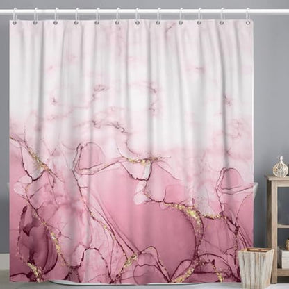 Pink Extra Long Waterproof Shower Curtain 72x96 inches