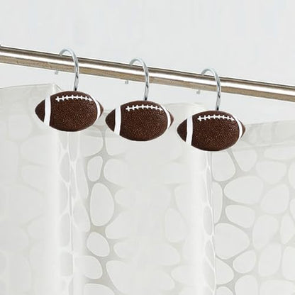 12-Piece Football Shower Curtain Hooks for Bathroom