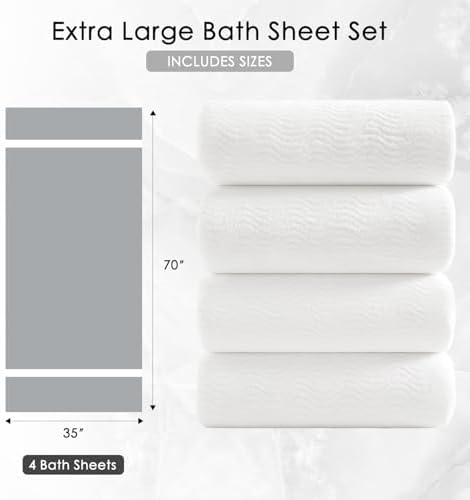 4 Piece Extra Large Bath Towel 35"x70" Oversized Bath Sheet White Bath Towel Set for Bathroom Ultra Soft Cozy Highly Absorbent Quick Dry Bathroom Towel for Spa Gym Hotel,Shower Towel for Daily Use
