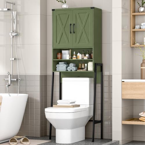 Vabches Metal Frame Over The Toilet Storage Cabinet, Green