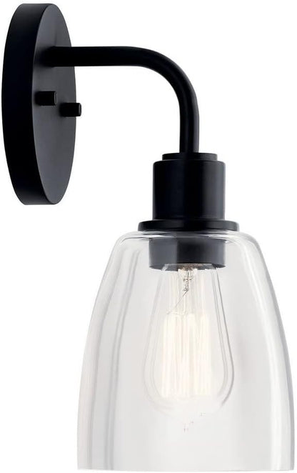 Kichler Meller 11 Inch 1 Light Wall Sconce with Clear Glass in Black