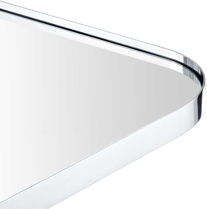 GRACTO 24x40'' Chrome Metal Framed Bathroom Mirror for Wall in Stainless Steel Rounded Rectangular Bathroom Vanity Mirrors Wall Mounted