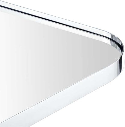 GRACTO 24x30'' Chrome Metal Framed Bathroom Mirror for Wall in Stainless Steel Rounded Rectangular Bathroom Vanity Mirrors Wall Mounted