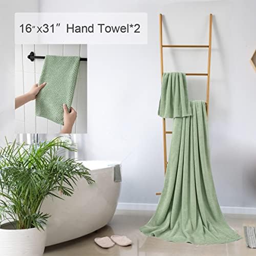 Hand Towels Set 2 Pack-16“x31”,Ultra Soft Microfibers Bathroom Towel Set Highly Absorbent Quick Dry Luxury Premium Towel Lightweight Durable Hand Towel Collection for Hotel Spa Gym Kitchen,Green